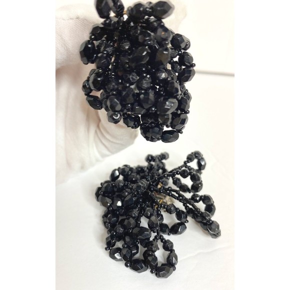 Vintage Jet Black Rhinestone  DANGLE Earrings DRAMATIC - Picture 5 of 6